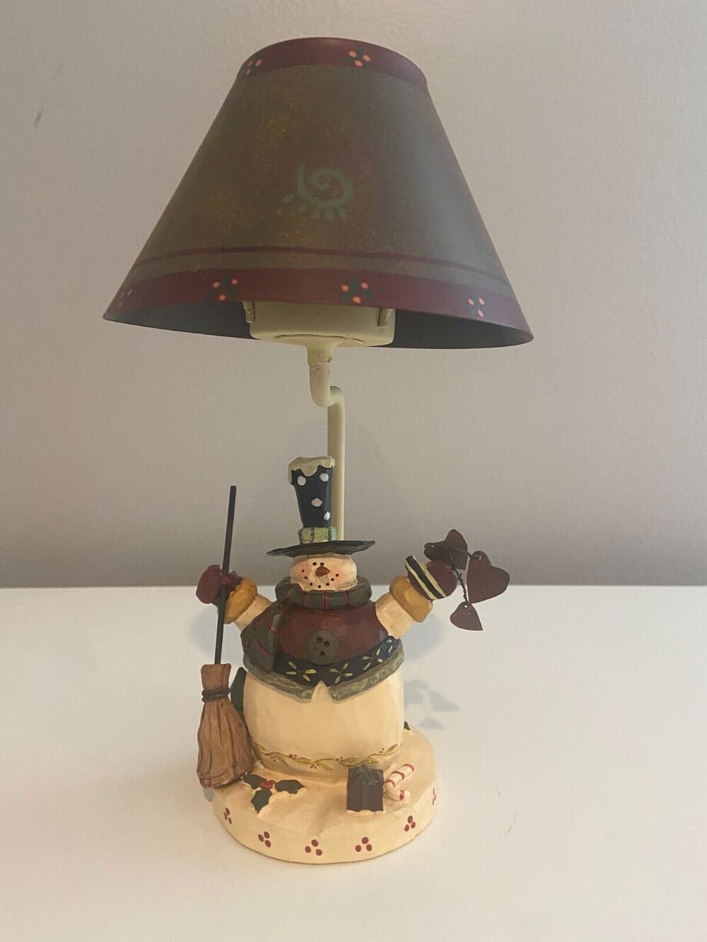 Vintage Crazy Mountain Shady Knoll Collection Snowman Tealight Lamp, 10"H